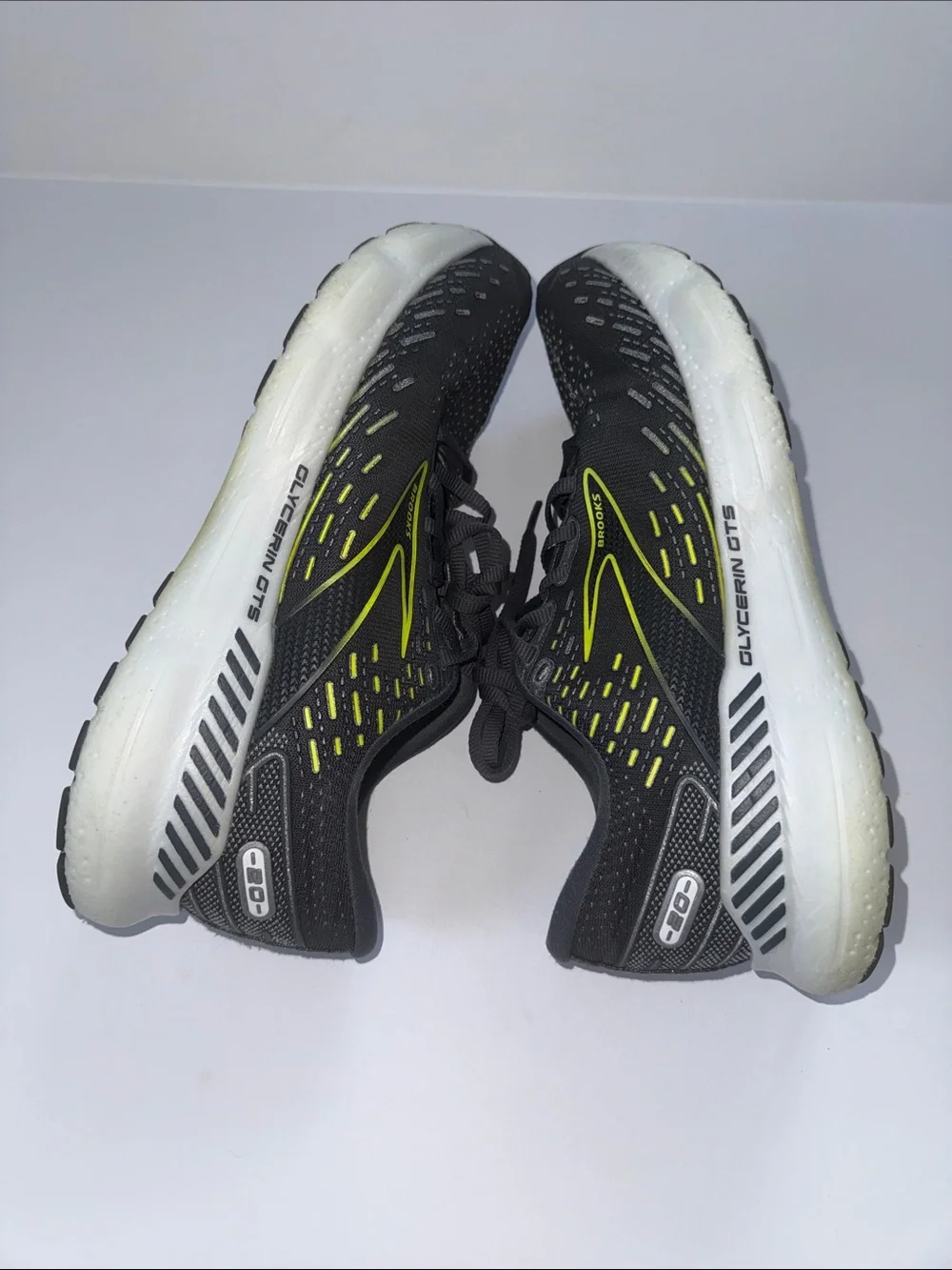 Brooks Men's Glycerin GTS Running Shoes - Black with Neon Yellow